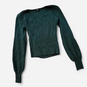 Lulu's Ribbed Knit Sweater, Jewel-toned Green, Size XS